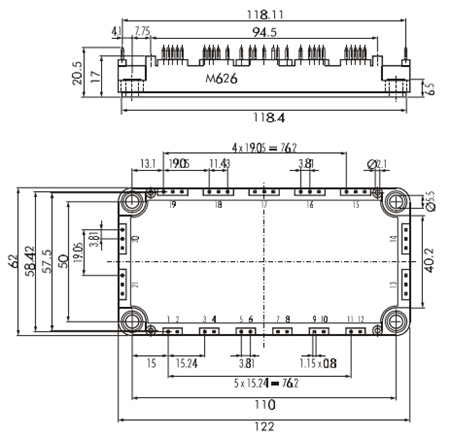 6MBI100S-120 Packaging Diagram