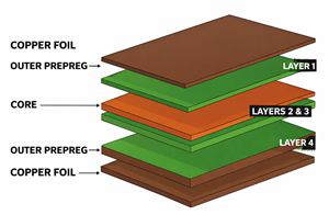 4-Layer PCB Structure with Copper Layers