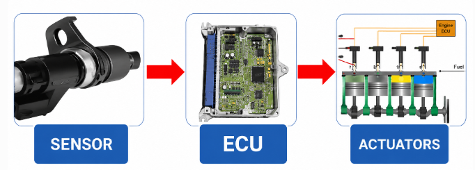 Sensor Input → ECU Processing → Actuator Response